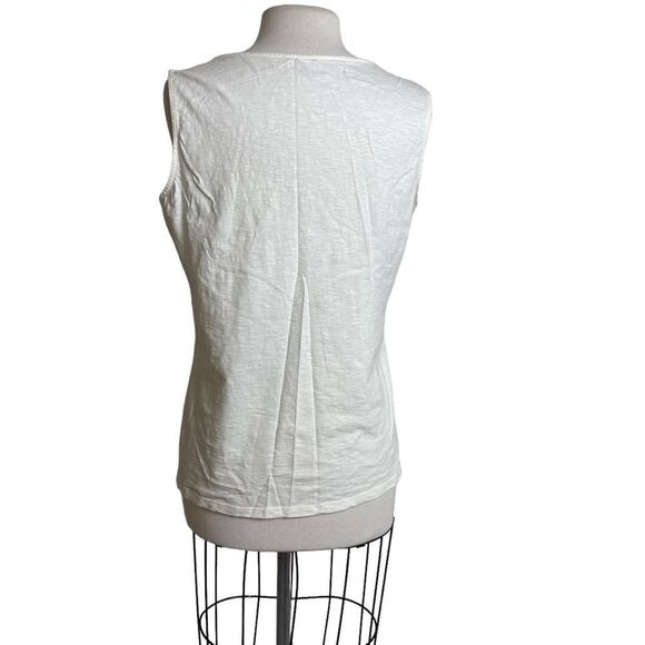 Coldwater Creek L 14 sequined tank top cream and beige sleeveless - Picture 4 of 5